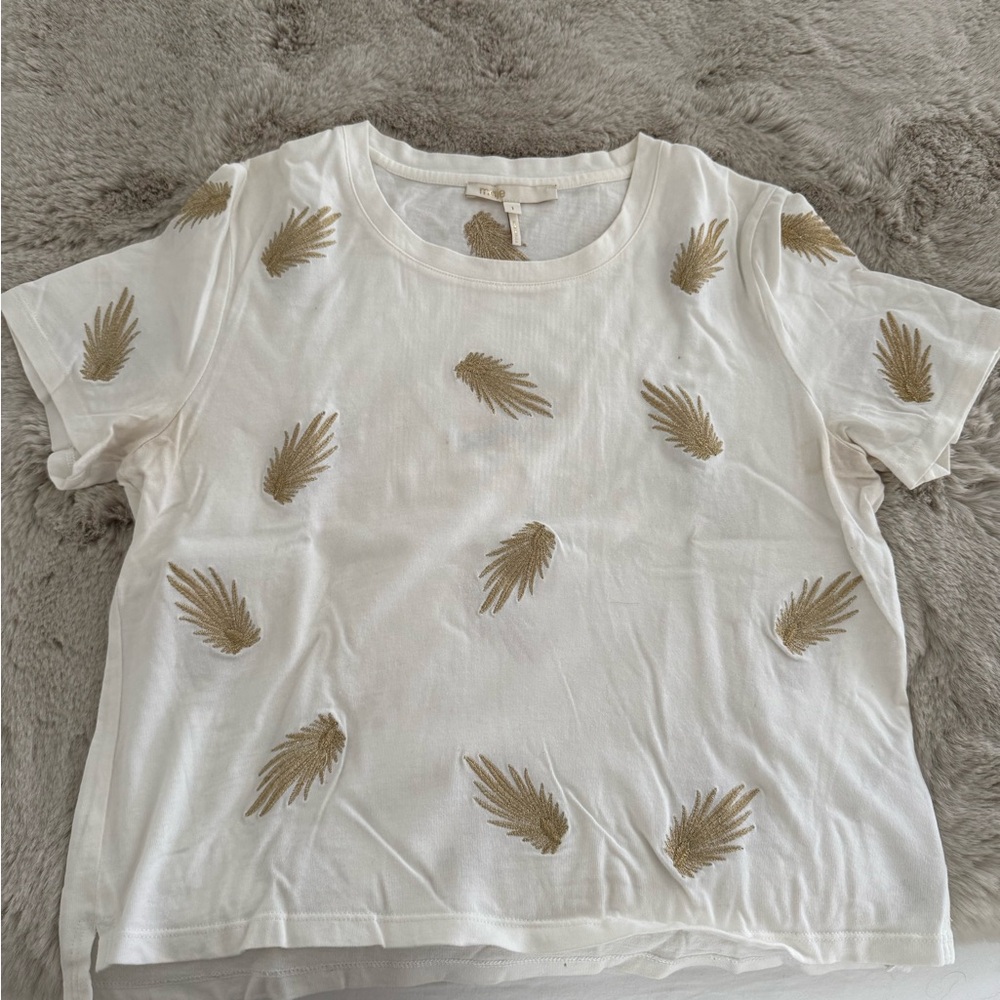 Maje size 1 t-shirt with gold palm leaves